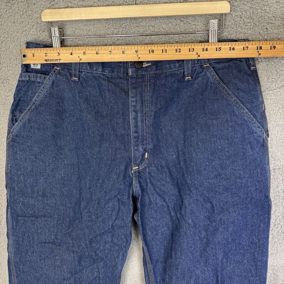 Carhartt FR Jeans Mens 36x30 Blue Utility Flame Resistant Dark Wash Original Fit - Picture 3 of 11